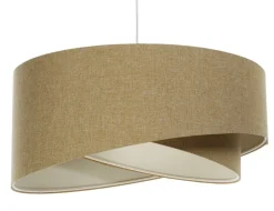 Hängelampen|Bürolampen*BPS Koncept Pendelleuchte Stoff rund Ø 60 cm Beige Boho verstellbar