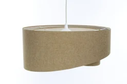 Hängelampen|Bürolampen*BPS Koncept Pendelleuchte Stoff rund Ø 60 cm Beige Boho verstellbar