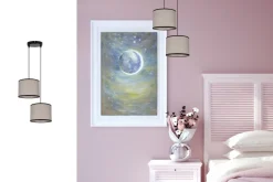 Belis Pendelleuchte Stoff Schwarz Beige E27 L:22 cm 2-flmg< Hängelampen|Bürolampen