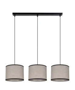 Wohnzimmerlampen|Stofflampen*Belis Pendelleuchte Stoff Schwarz Beige E27 70 cm lang 3-flmg