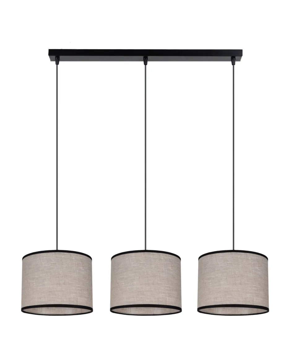 Wohnzimmerlampen|Stofflampen*Belis Pendelleuchte Stoff Schwarz Beige E27 70 cm lang 3-flmg