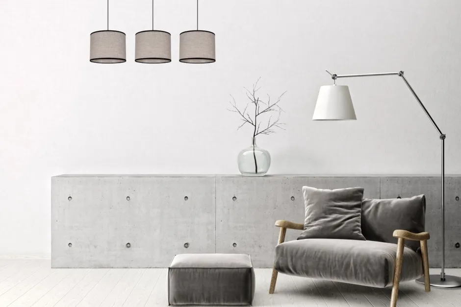 Wohnzimmerlampen|Stofflampen*Belis Pendelleuchte Stoff Schwarz Beige E27 70 cm lang 3-flmg