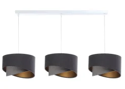 BPS Koncept Pendelleuchte Stoff Velours Optik Modern 3-flammig E27< Bürolampen|Wohnzimmerlampen