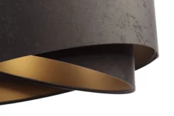 Wohnzimmerlampen|Esszimmer Lampen*BPS Koncept Pendelleuchte Stoff verstellbar E27 Stoff in Grau Gold