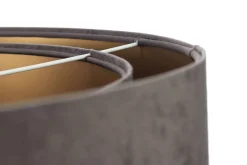 Wohnzimmerlampen|Esszimmer Lampen*BPS Koncept Pendelleuchte Stoff verstellbar E27 Stoff in Grau Gold