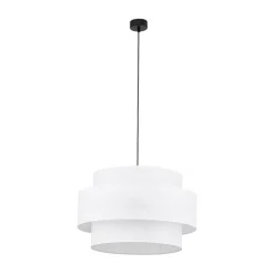 TK Lighting Pendelleuchte Stoff Weiß Ø 50 cm H: max. 160 cm 3x E27< Hängelampen|Bürolampen