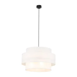 TK Lighting Pendelleuchte Stoff Weiß Ø 50 cm H: max. 160 cm 3x E27< Hängelampen|Bürolampen