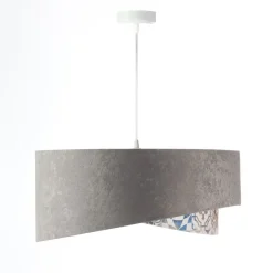 Bürolampen|Schlafzimmer Lampen*BPS Koncept Pendelleuchte Stoffschirm Ø 50 cm Grau Beige Silber E27