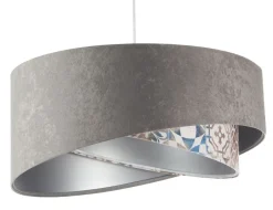 Bürolampen|Schlafzimmer Lampen*BPS Koncept Pendelleuchte Stoffschirm Ø 50 cm Grau Beige Silber E27