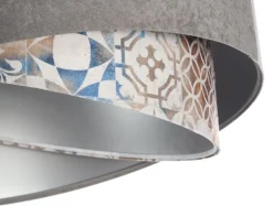 Bürolampen|Schlafzimmer Lampen*BPS Koncept Pendelleuchte Stoffschirm Ø 50 cm Grau Beige Silber E27