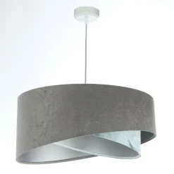 Hängelampen|Bürolampen*BPS Koncept Pendelleuchte Stoffschirm Ø 50 cm rund Grau Hellblau Silber