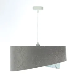 Hängelampen|Bürolampen*BPS Koncept Pendelleuchte Stoffschirm Ø 50 cm rund Grau Hellblau Silber