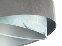 Hängelampen|Bürolampen*BPS Koncept Pendelleuchte Stoffschirm Ø 50 cm rund Grau Hellblau Silber