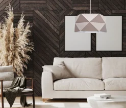 Hängelampen|Bürolampen*Belis Pendelleuchte Stoffschirm Weiß Braun blendarm E27 L:70