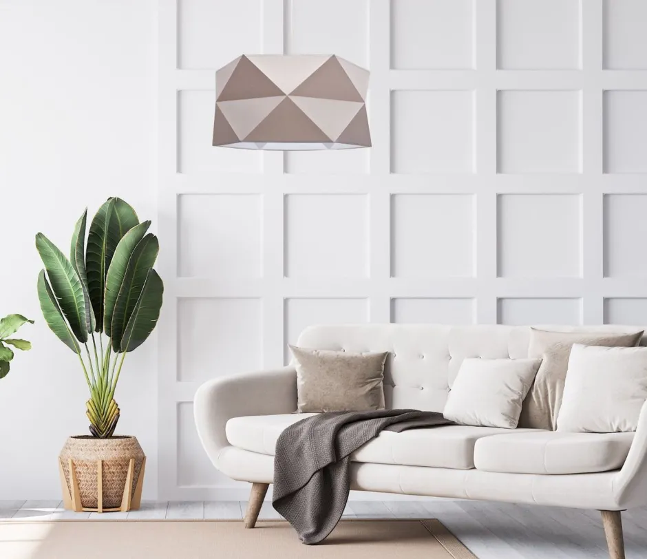 Hängelampen|Bürolampen*Belis Pendelleuchte Stoffschirm Weiß Braun blendarm E27 L:70