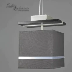 Luminex Pendelleuchte Stoffschirm Braun Chrom E27< Hängelampen|Esszimmer Lampen