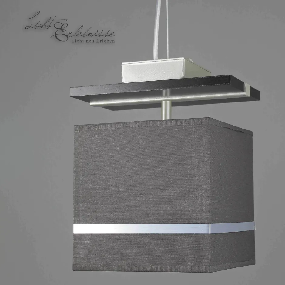 Luminex Pendelleuchte Stoffschirm Braun Chrom E27< Hängelampen|Esszimmer Lampen