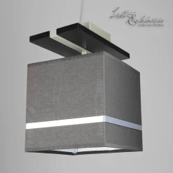 Luminex Pendelleuchte Stoffschirm Braun Chrom E27< Hängelampen|Esszimmer Lampen