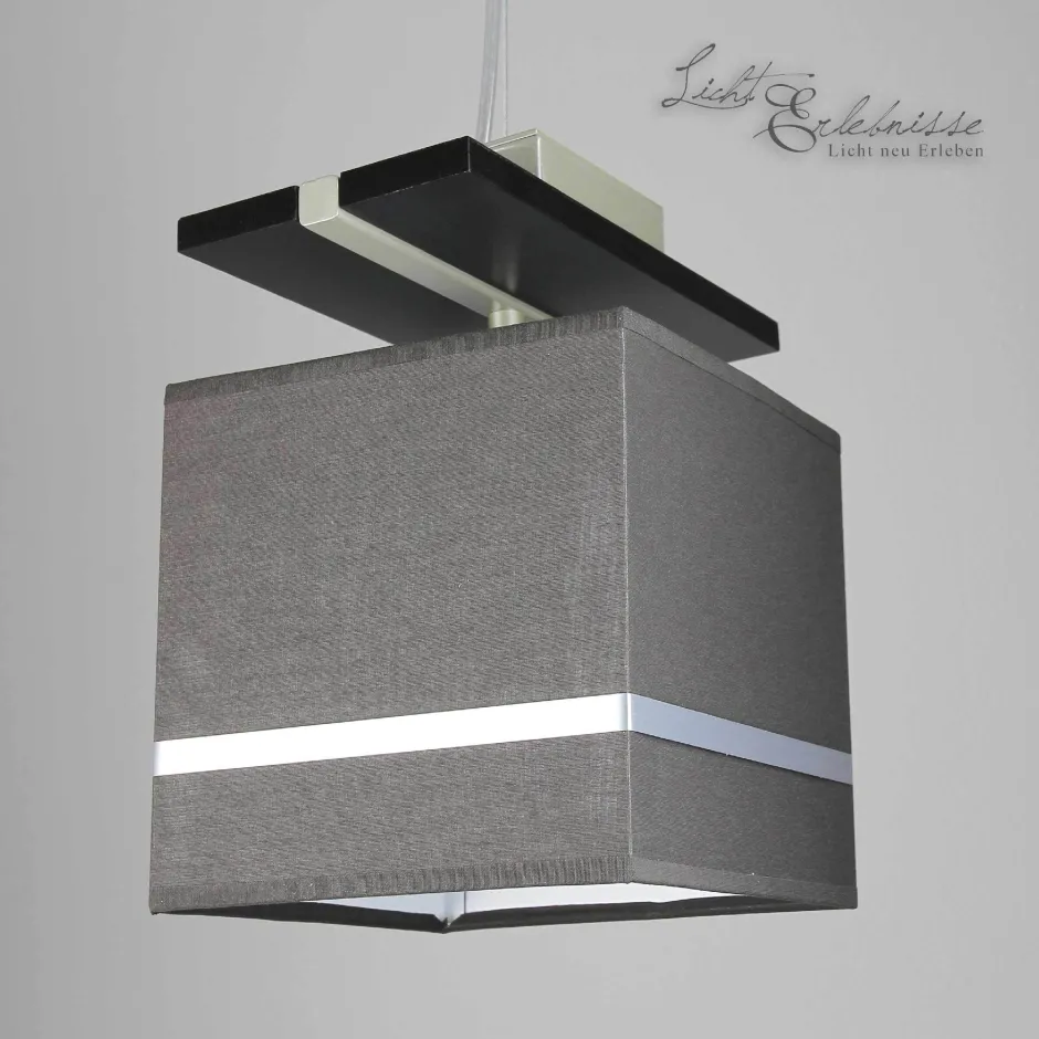 Luminex Pendelleuchte Stoffschirm Braun Chrom E27< Hängelampen|Esszimmer Lampen