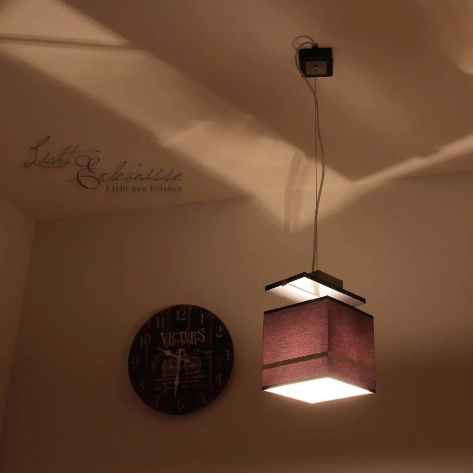 Luminex Pendelleuchte Stoffschirm Braun Chrom E27< Hängelampen|Esszimmer Lampen