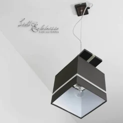 Luminex Pendelleuchte Stoffschirm Braun Chrom E27< Hängelampen|Esszimmer Lampen