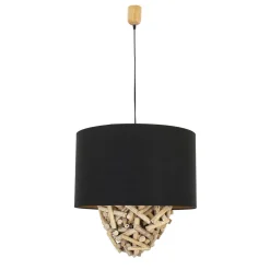 Suna Living Pendelleuchte Treibholz Stoff Handarbeit Unikat PATTANI< Hängelampen|Moderne Lampen