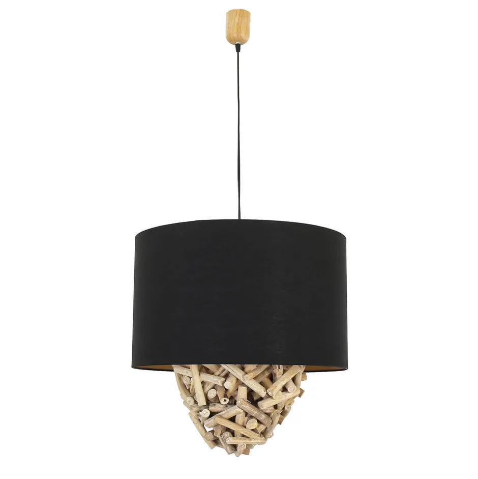Suna Living Pendelleuchte Treibholz Stoff Handarbeit Unikat PATTANI< Hängelampen|Moderne Lampen