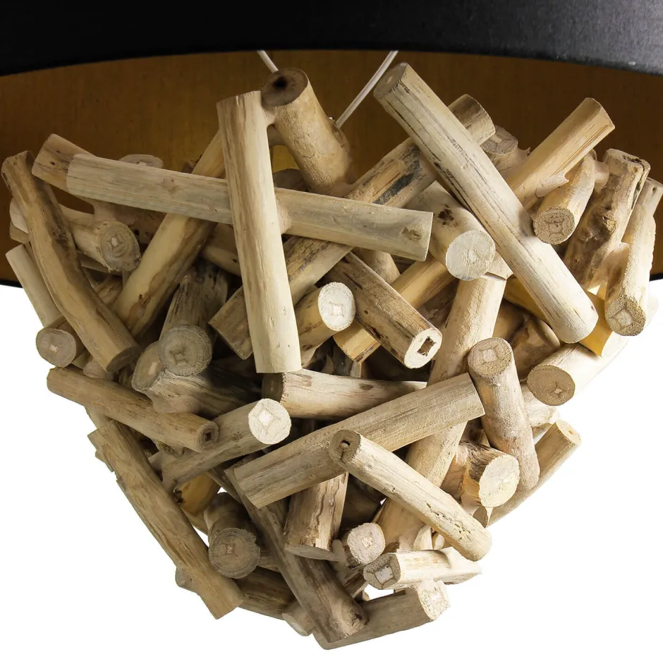 Suna Living Pendelleuchte Treibholz Stoff Handarbeit Unikat PATTANI< Hängelampen|Moderne Lampen