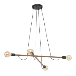 Hängelampen|Esszimmer Lampen*TK Lighting Pendelleuchte verstellbar Holz Metall L: 93 cm 4x E27