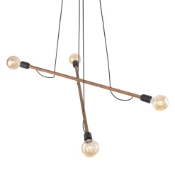 Hängelampen|Esszimmer Lampen*TK Lighting Pendelleuchte verstellbar Holz Metall L: 93 cm 4x E27