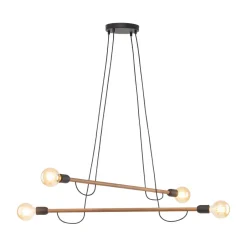 Hängelampen|Esszimmer Lampen*TK Lighting Pendelleuchte verstellbar Holz Metall L: 93 cm 4x E27