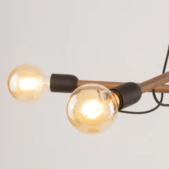 Hängelampen|Esszimmer Lampen*TK Lighting Pendelleuchte verstellbar Holz Metall L: 93 cm 4x E27