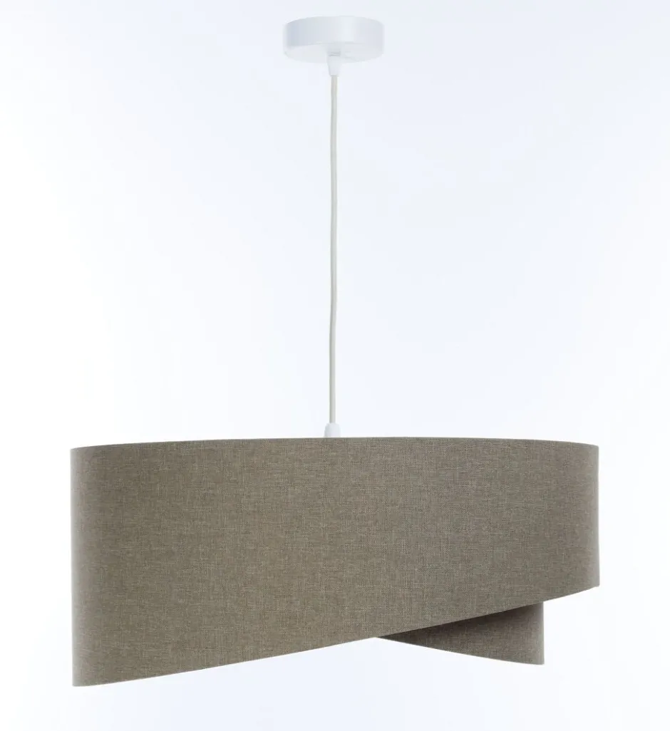 Hängelampen|Bürolampen*BPS Koncept Pendelleuchte verstellbar Braun E27 rund Ø 50 cm Stoff Modern