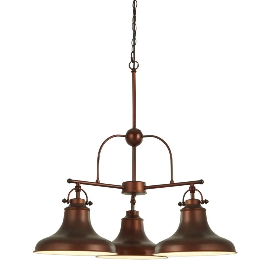 Hängelampen|Esszimmer Lampen*Searchlight Pendelleuchte Vintage Ø 63 cm 3-flammig E27 Braun