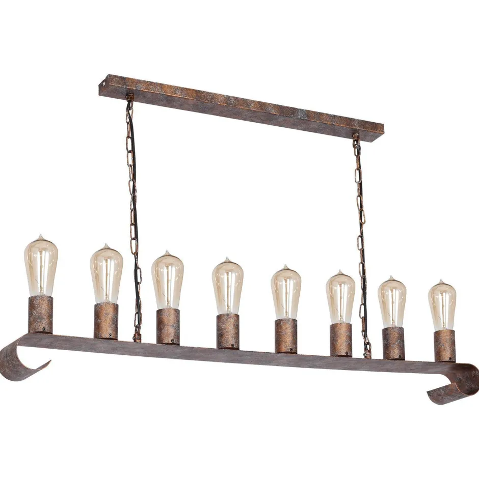 Hängelampen|Esszimmer Lampen*Luminex Pendelleuchte Vintage L:98cm Rost-Braun Esstisch
