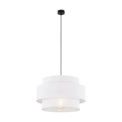 Wohnzimmerlampen|Stofflampen*TK Lighting Pendelleuchte Weiß Ø 50 cm H: max. 160 cm Stoff Metall E27