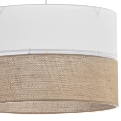 Moderne Lampen|Stofflampen*TK Lighting Pendelleuchte Weiß Braun rund Ø 50 cm Boho Jute Stoff