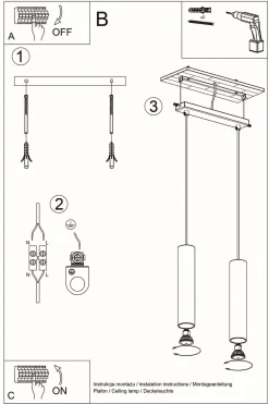 Moderne Lampen|Esszimmer Lampen*Sollux Pendelleuchte Weiß 2-flammig GU10 höhenverstellbar