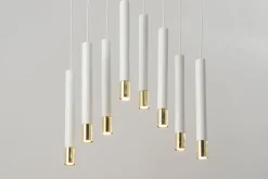 Moderne Lampen|Wohnzimmerlampen*Sigma Pendelleuchte Weiß Gold Modern Metall Esszimmer