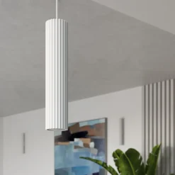 Sollux Pendelleuchte Weiß GU10 schmal Ø 8 cm aus Aluminium Modern< Hängelampen|Esszimmer Lampen