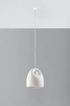 Sollux Pendelleuchte Weiß Keramik Ø 25 cm bemalbar E27< Keramiklampen|Wohnzimmerlampen