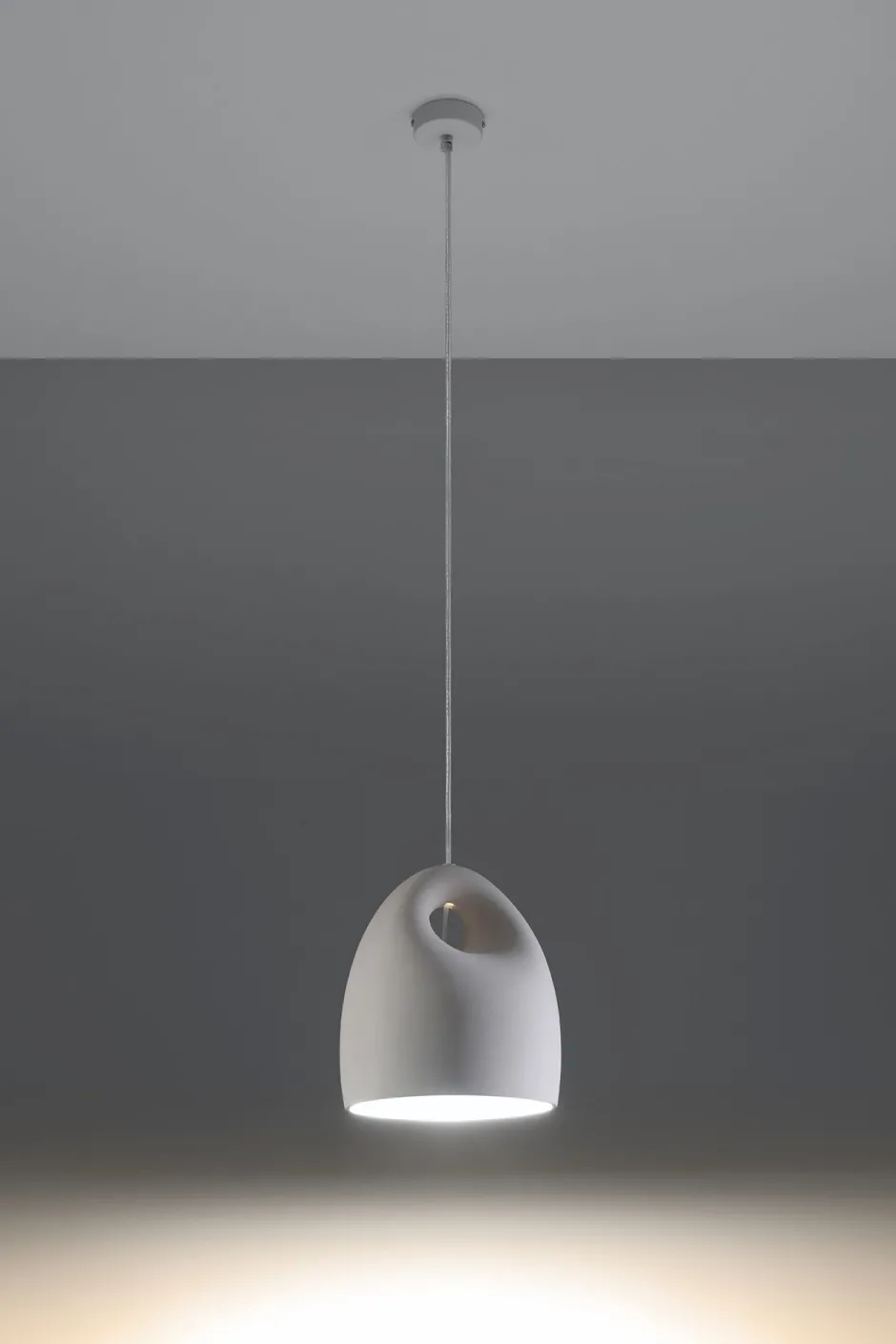 Sollux Pendelleuchte Weiß Keramik Ø 25 cm bemalbar E27< Keramiklampen|Wohnzimmerlampen