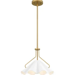 Hängelampen|Wohnzimmerlampen*Elstead Pendelleuchte Weiß Messing antik H: max. 130,9 cm Metall E27