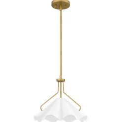 Hängelampen|Wohnzimmerlampen*Elstead Pendelleuchte Weiß Messing antik H: max. 130,9 cm Metall E27