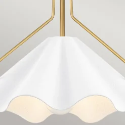 Hängelampen|Wohnzimmerlampen*Elstead Pendelleuchte Weiß Messing antik H: max. 130,9 cm Metall E27