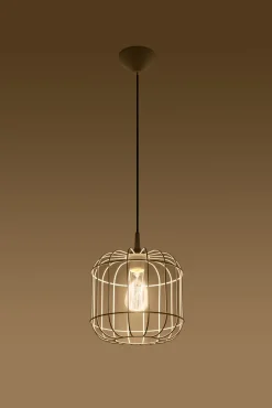 Sollux Pendelleuchte Weiß Metall Draht Ø 23 cm Retro E27< Hängelampen|Esszimmer Lampen