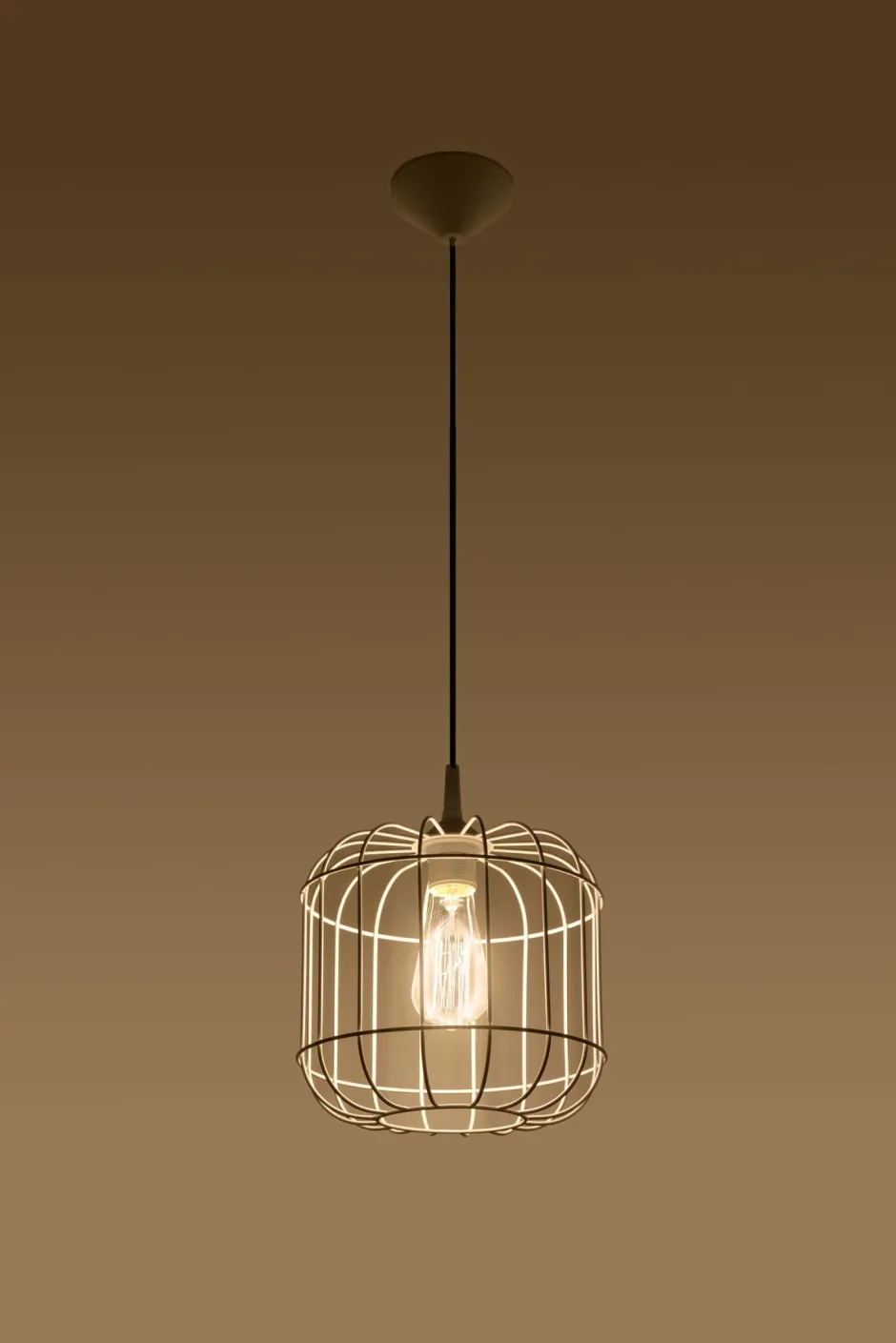 Sollux Pendelleuchte Weiß Metall Draht Ø 23 cm Retro E27< Hängelampen|Esszimmer Lampen