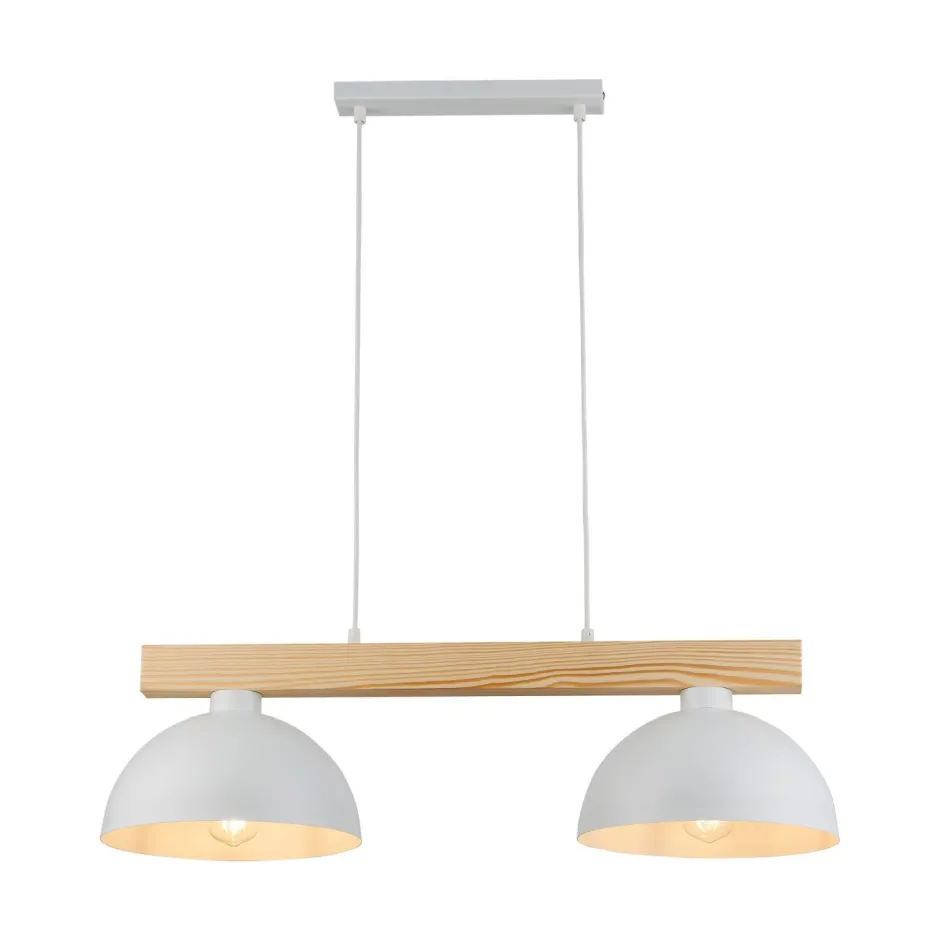 TK Lighting Pendelleuchte Weiß Metall Holz länglich E27 Skandi< Skandinavische Lampen|Lampen Aus Aller Welt