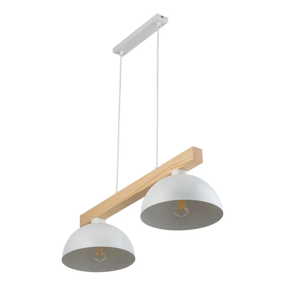 TK Lighting Pendelleuchte Weiß Metall Holz länglich E27 Skandi< Skandinavische Lampen|Lampen Aus Aller Welt