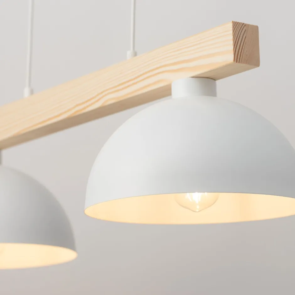 TK Lighting Pendelleuchte Weiß Metall Holz länglich E27 Skandi< Skandinavische Lampen|Lampen Aus Aller Welt